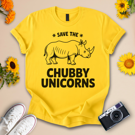Save The Chubby Unicorns Graphic Tee | Funny Rhino Conservation T-Shirt - Wildserve - Inspirational Wildlife Tees