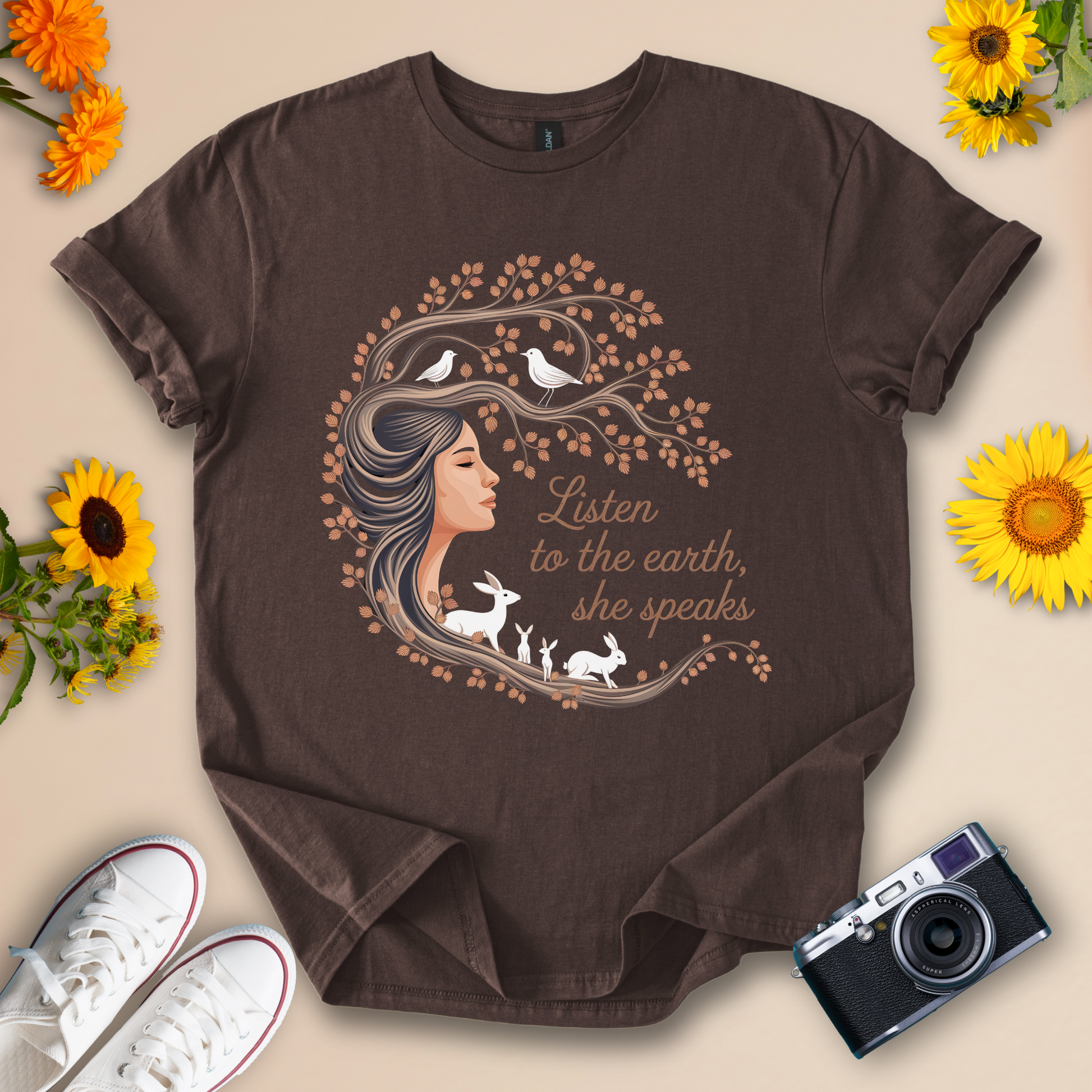 Listen To The Earth Graphic T-Shirt | Eco Friendly Nature Tee - Wildserve - Inspirational Wildlife Tees