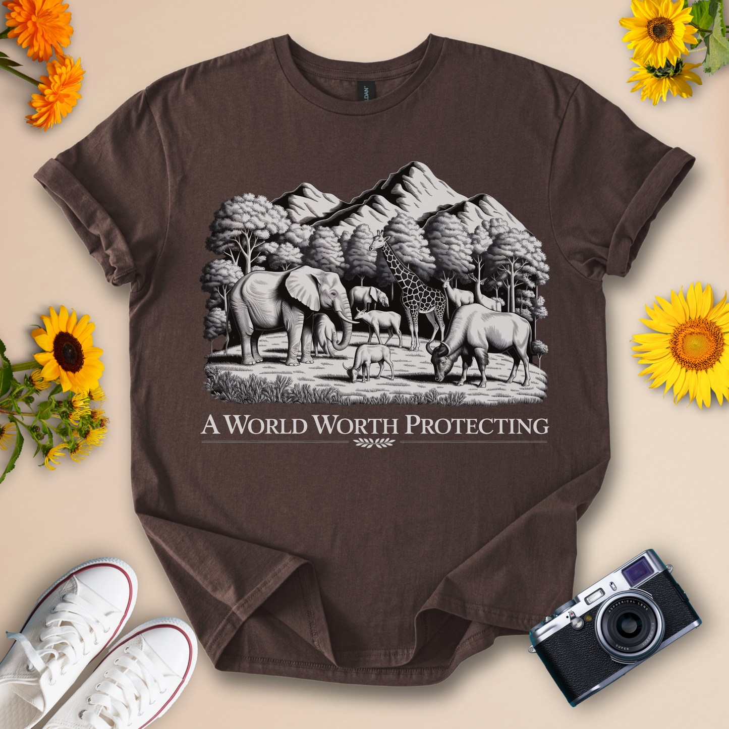 A World Worth Protecting - Elephant Graphic Design Tee