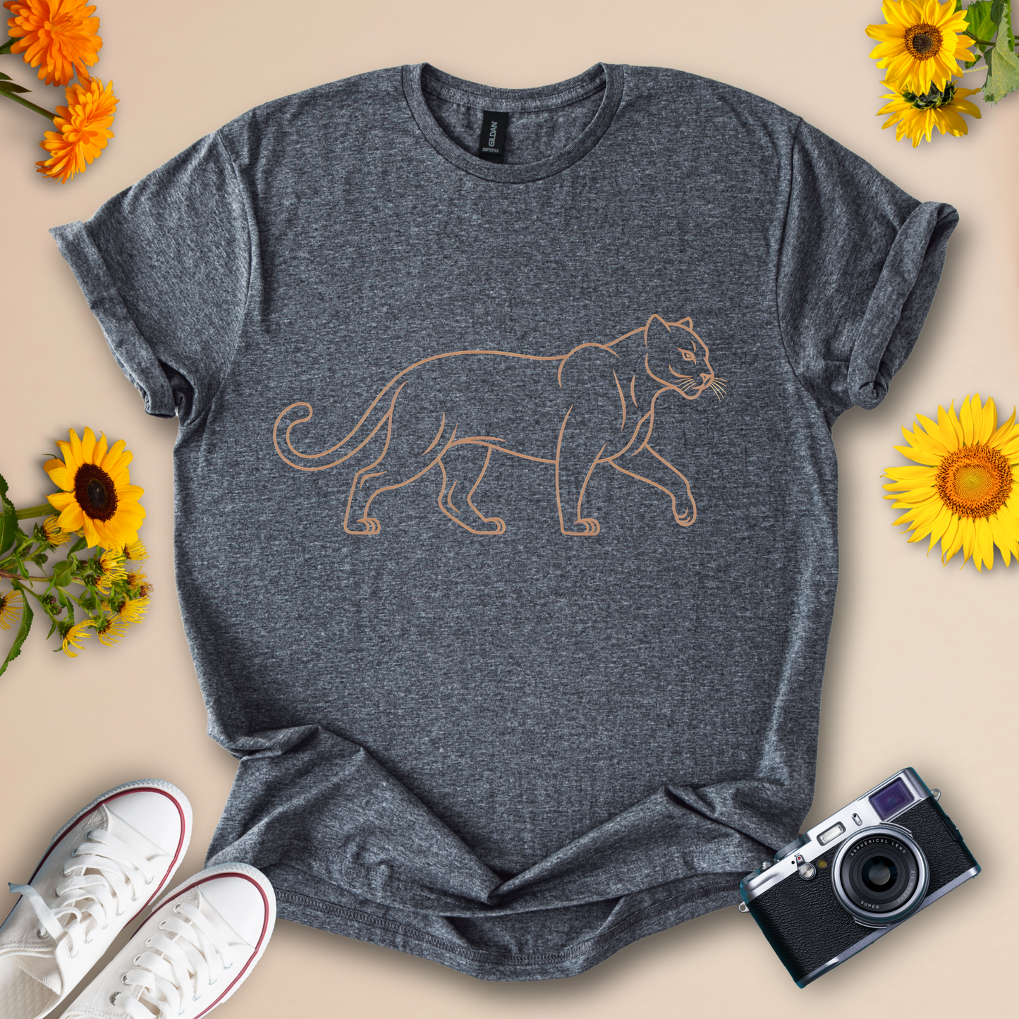 Elegant Panther Outline Graphic T-Shirt For Animal Lovers | Wildlife Conservation Tee - Wildserve - Inspirational Wildlife Tees