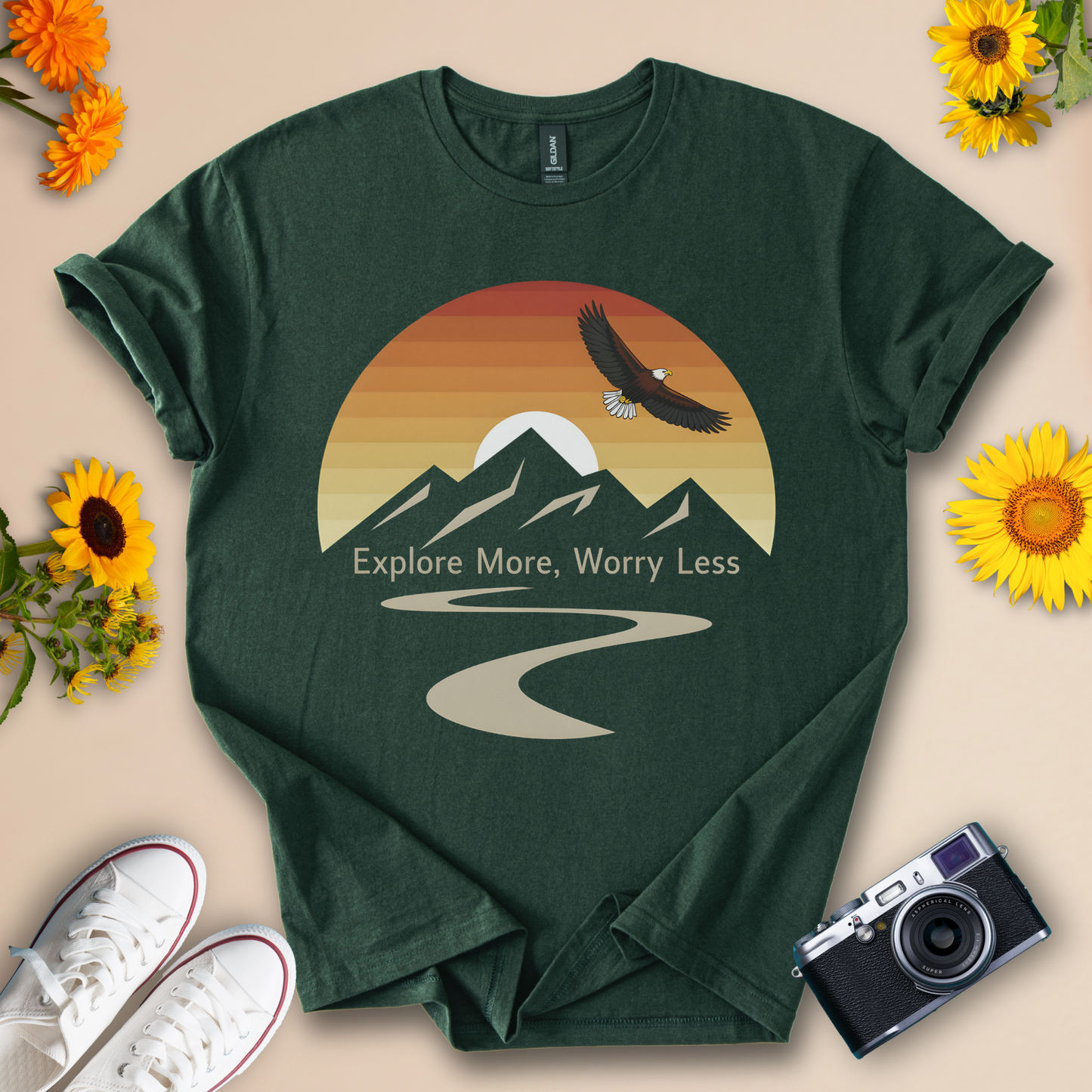Explore More, Worry Less - Adventure & Nature Inspired Tee