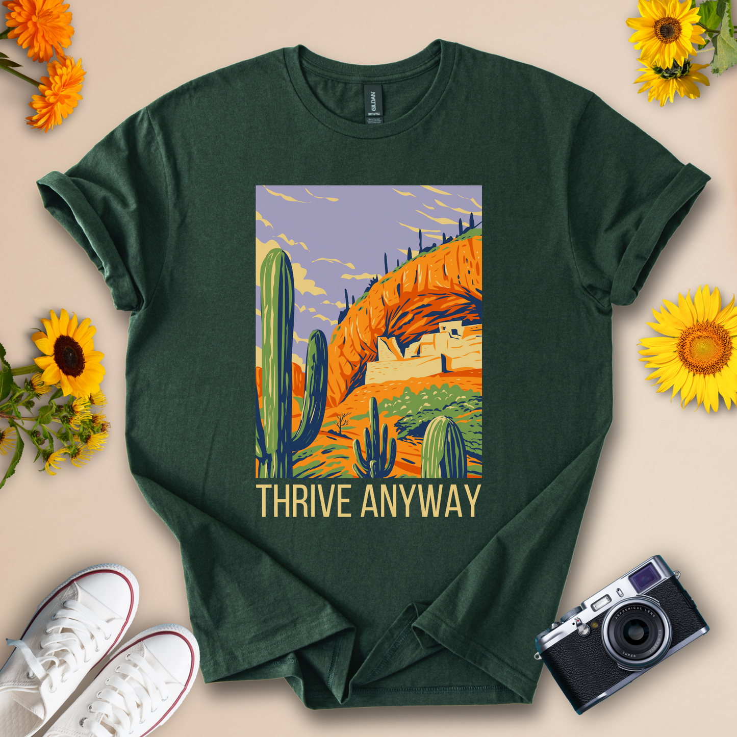 Thrive Anyway Inspirational Cactus Design
