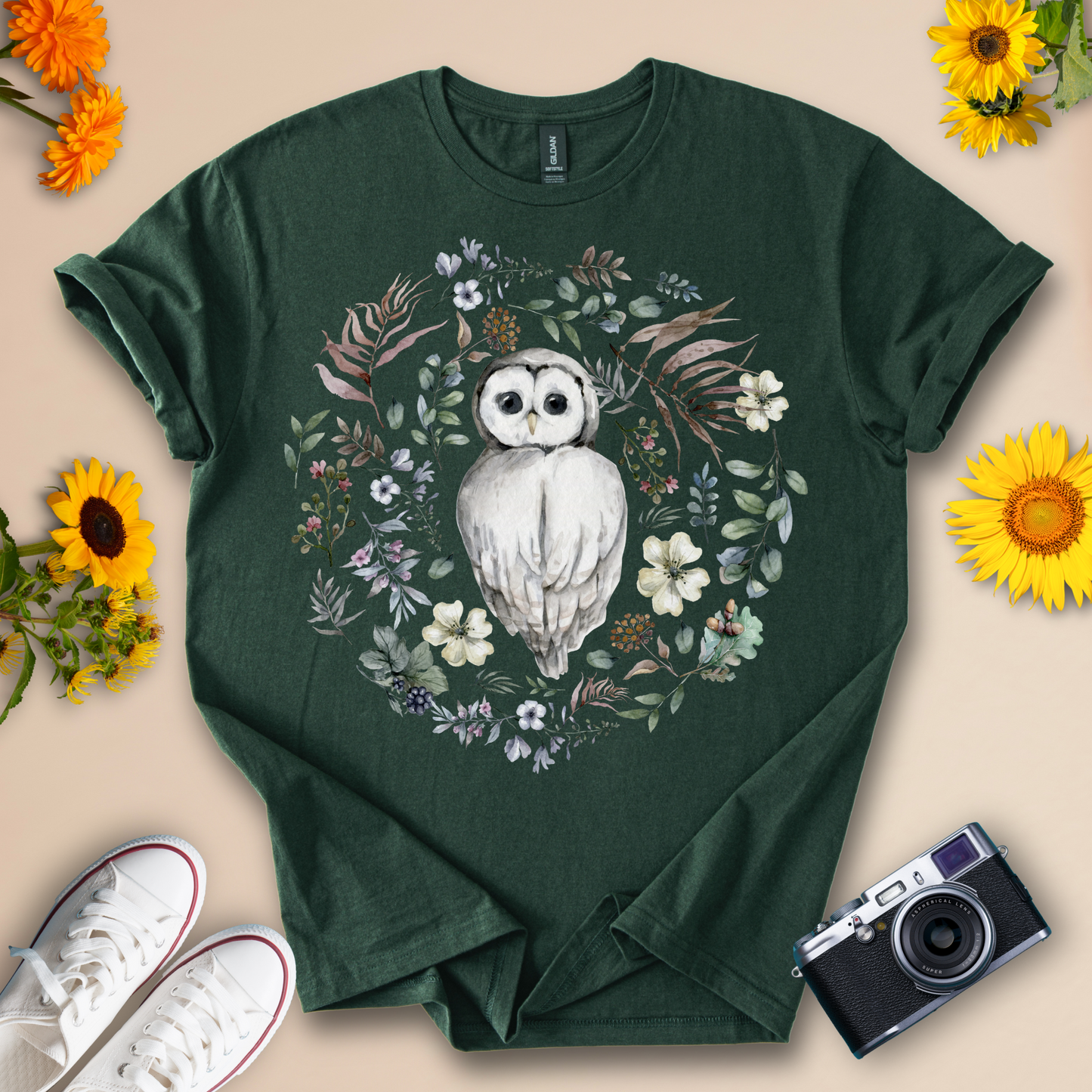 Floral Owl - Nature Inspired Tee for Animal Lovers