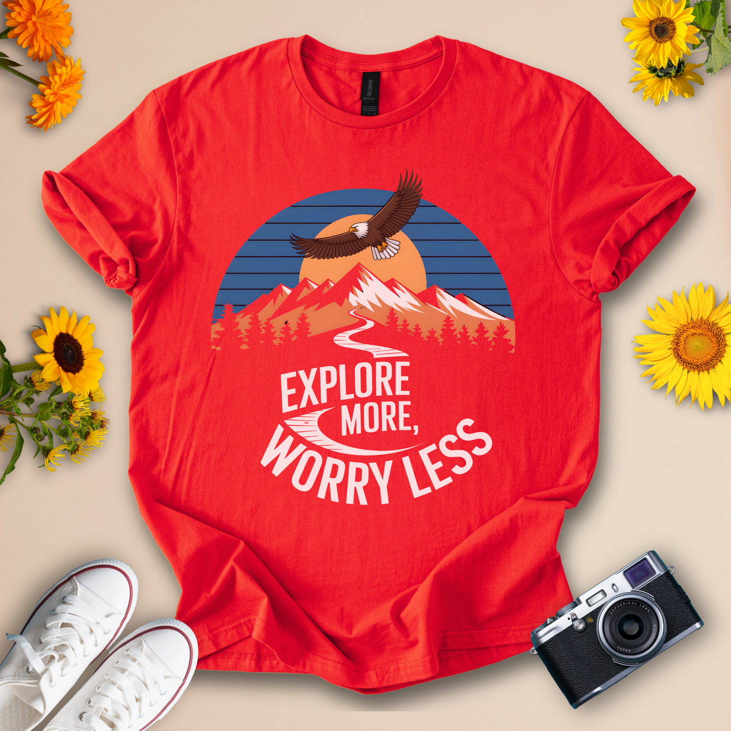 Explore More Worry Less - Adventure & Nature Vibes Tee