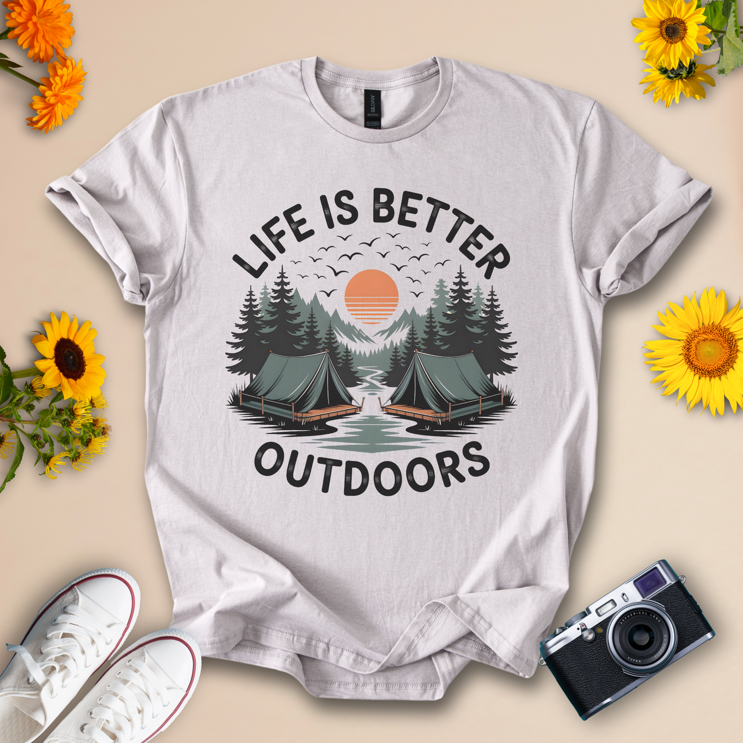 Campfire & Adventure T-Shirt – Nature Lover Hiking Tee