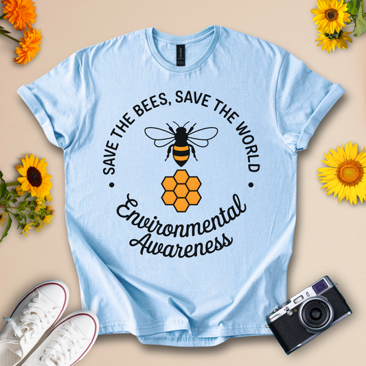 Save The Bees And Save The World T-Shirt For Nature Lovers | Eco Friendly Graphic Tee - Wildserve - Inspirational Wildlife Tees
