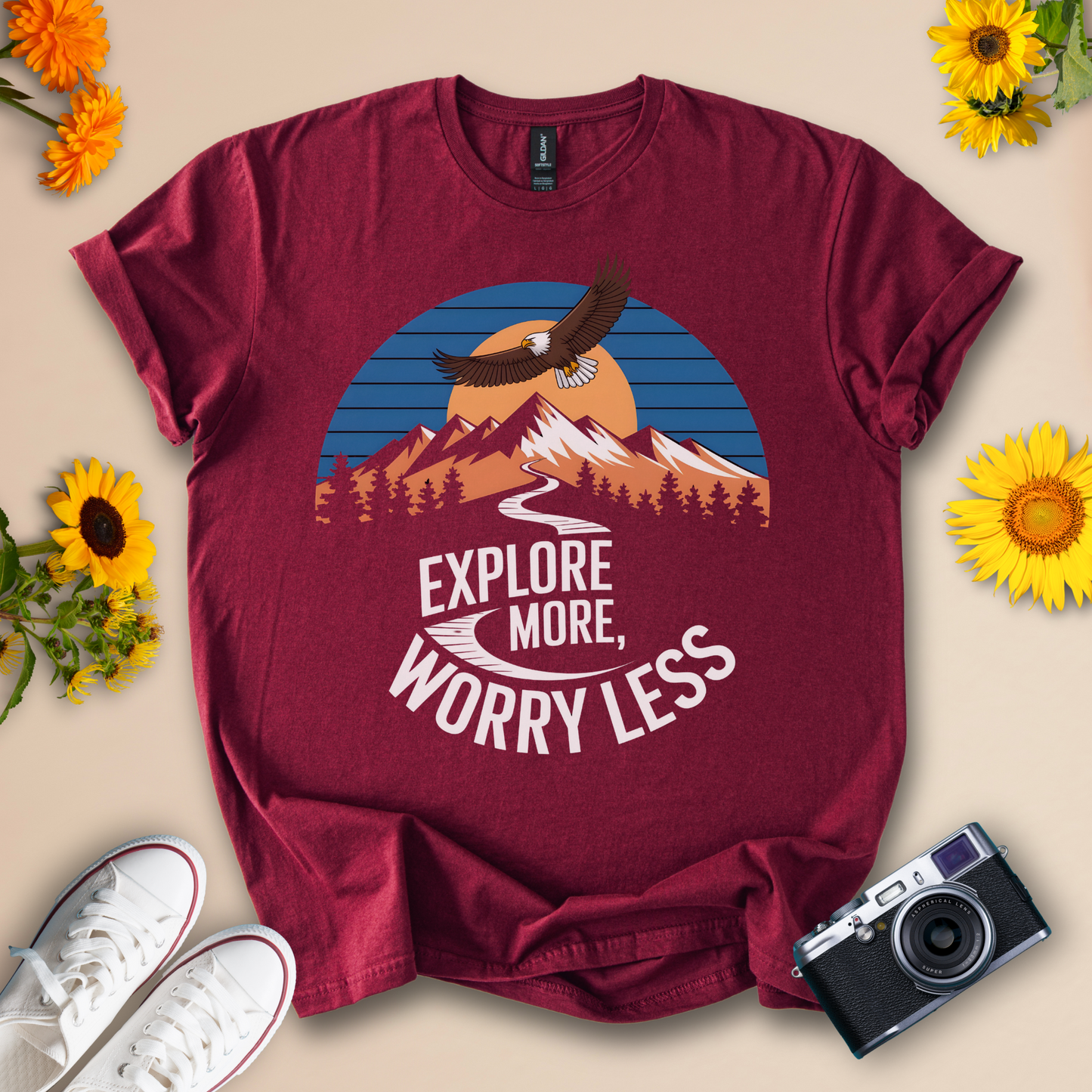 Explore More Worry Less - Adventure & Nature Vibes Tee