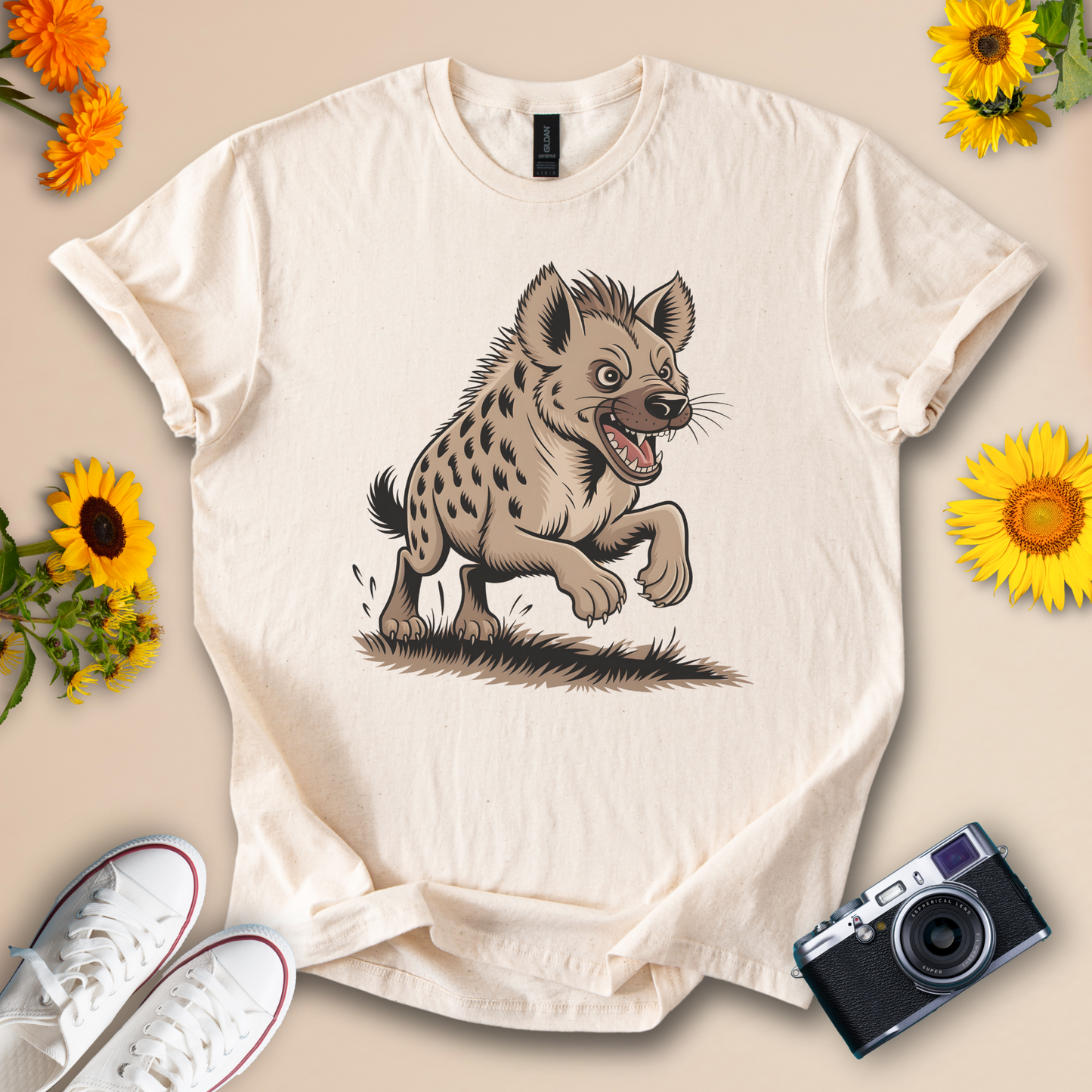 Funny Hyena Cartoon Tee – Wild Animal Character Graphic Shirt for Safari & Wildlife Fans