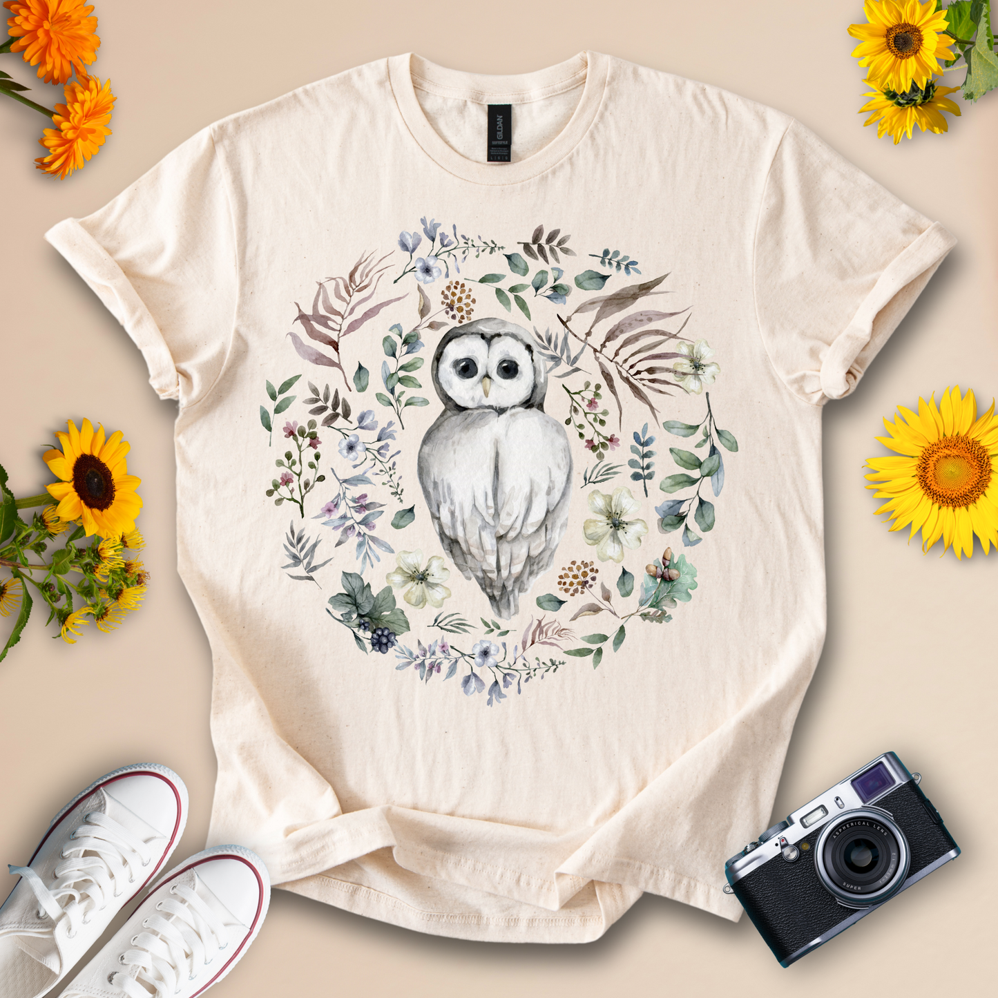 Floral Owl - Nature Inspired Tee for Animal Lovers