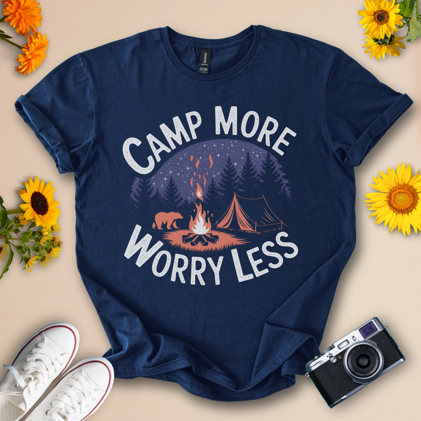 Camp More Worry Less - Camping Adventure Tee