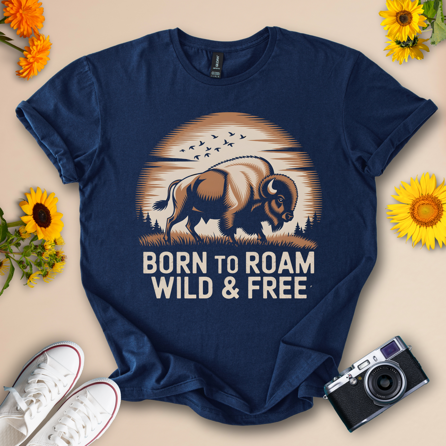 Born to Roam Wild Buffalo Design Tee