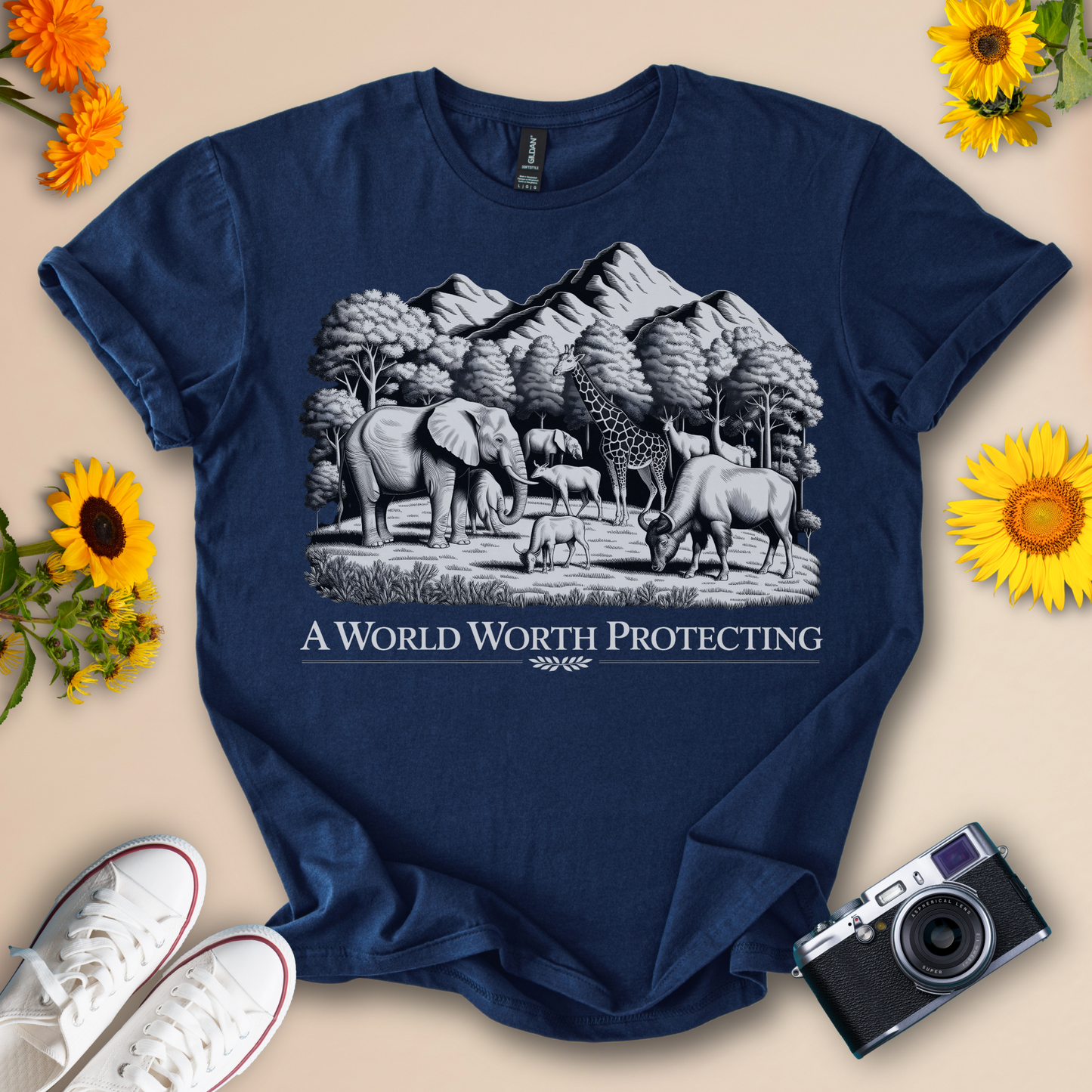 A World Worth Protecting - Elephant Graphic Design Tee