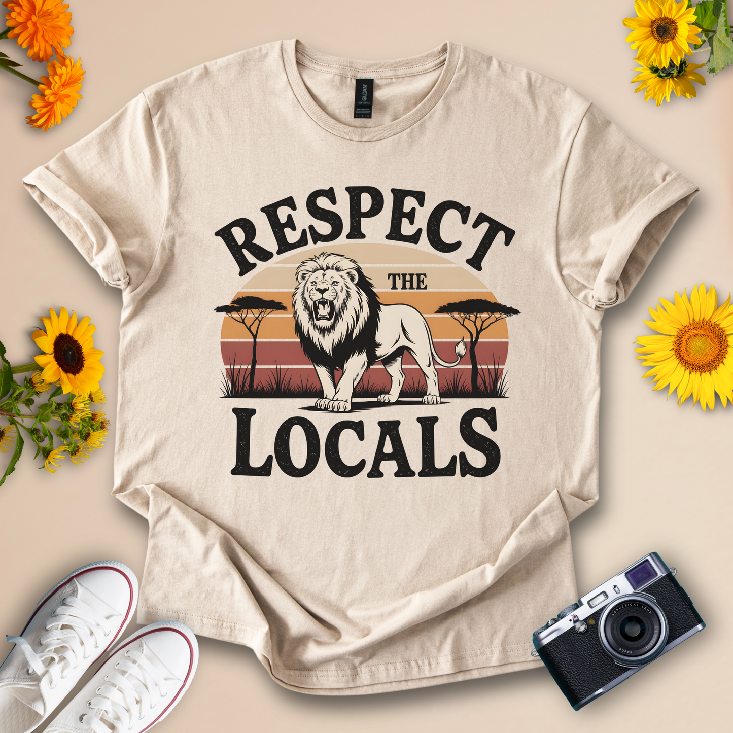 Respect The Locals Lion Graphic Tee | Wildlife Conservation T-Shirt - Wildserve - Inspirational Wildlife Tees