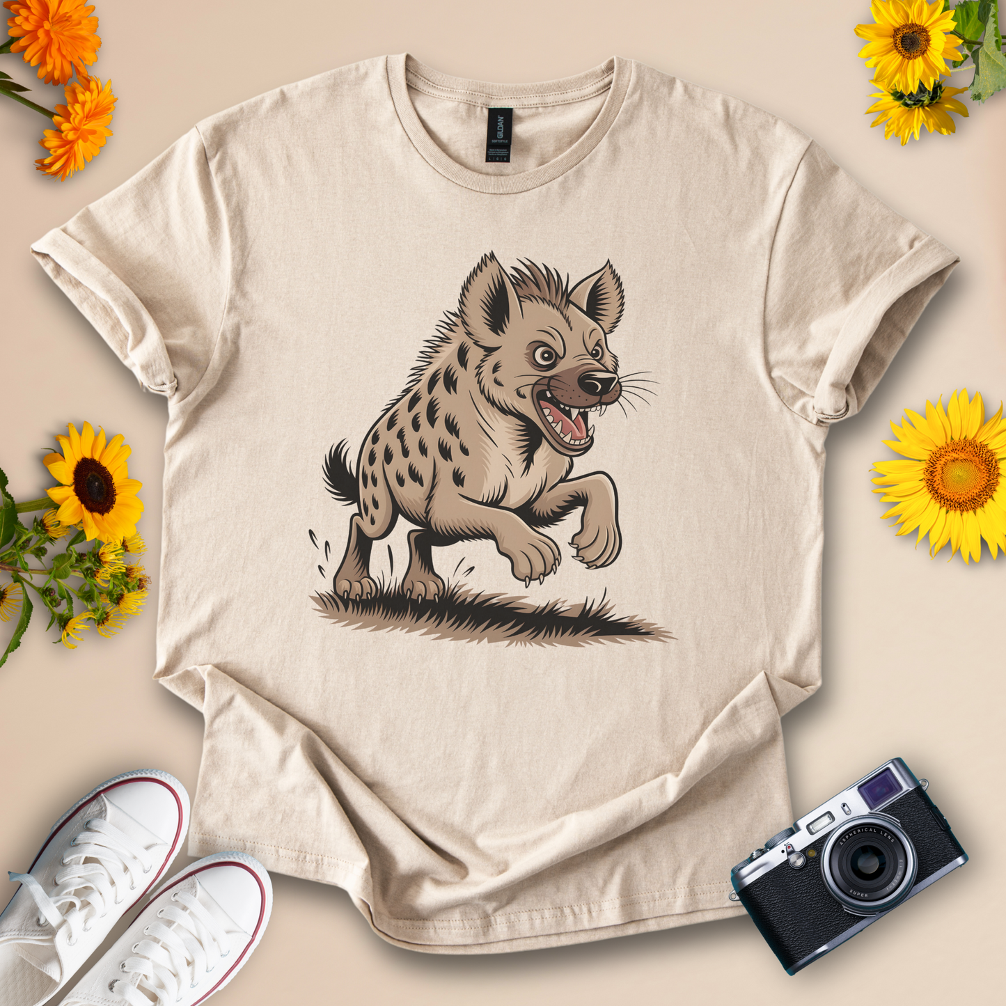 Funny Hyena Cartoon Tee – Wild Animal Character Graphic Shirt for Safari & Wildlife Fans