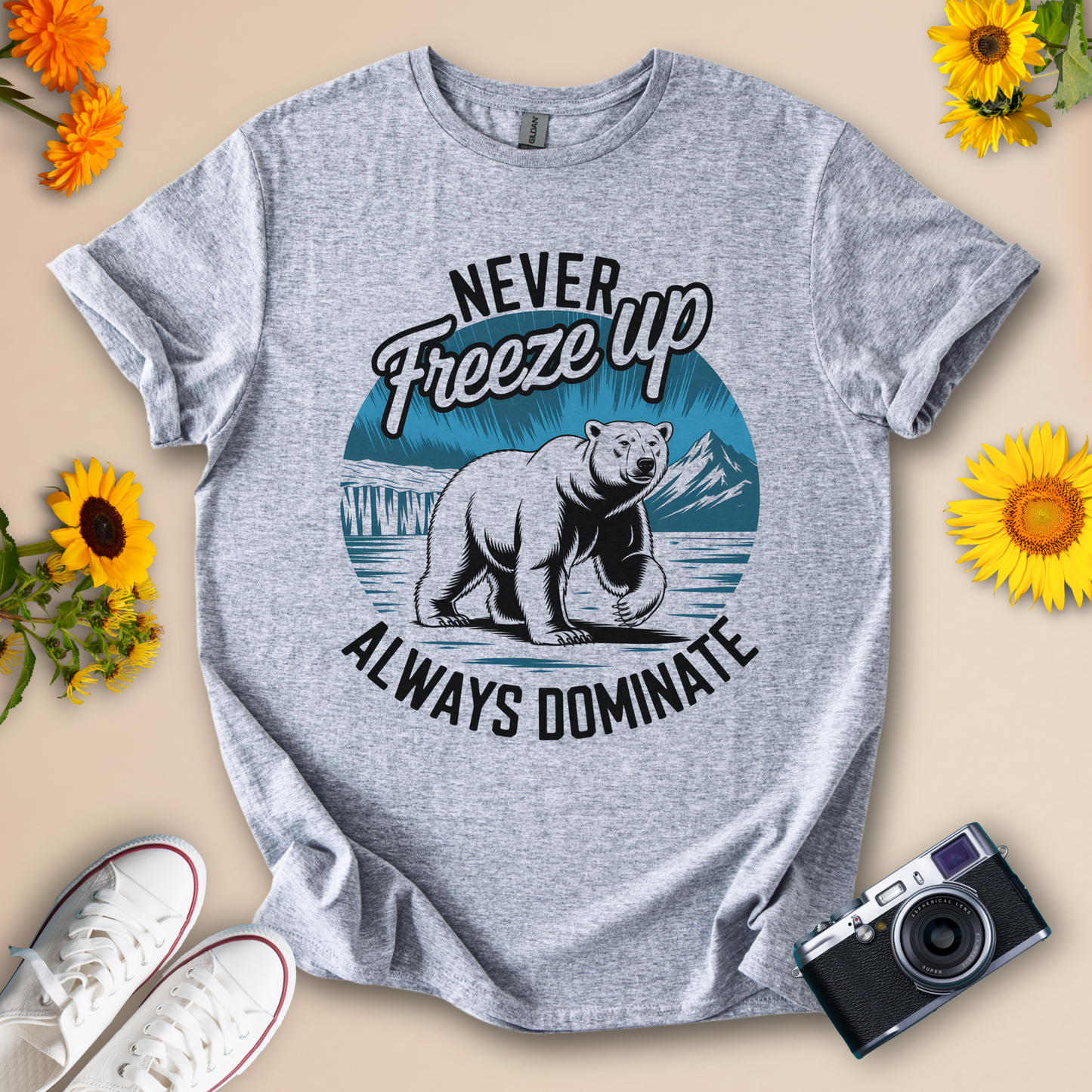Cool Winter Graphic Tee – Never Freeze Up Design