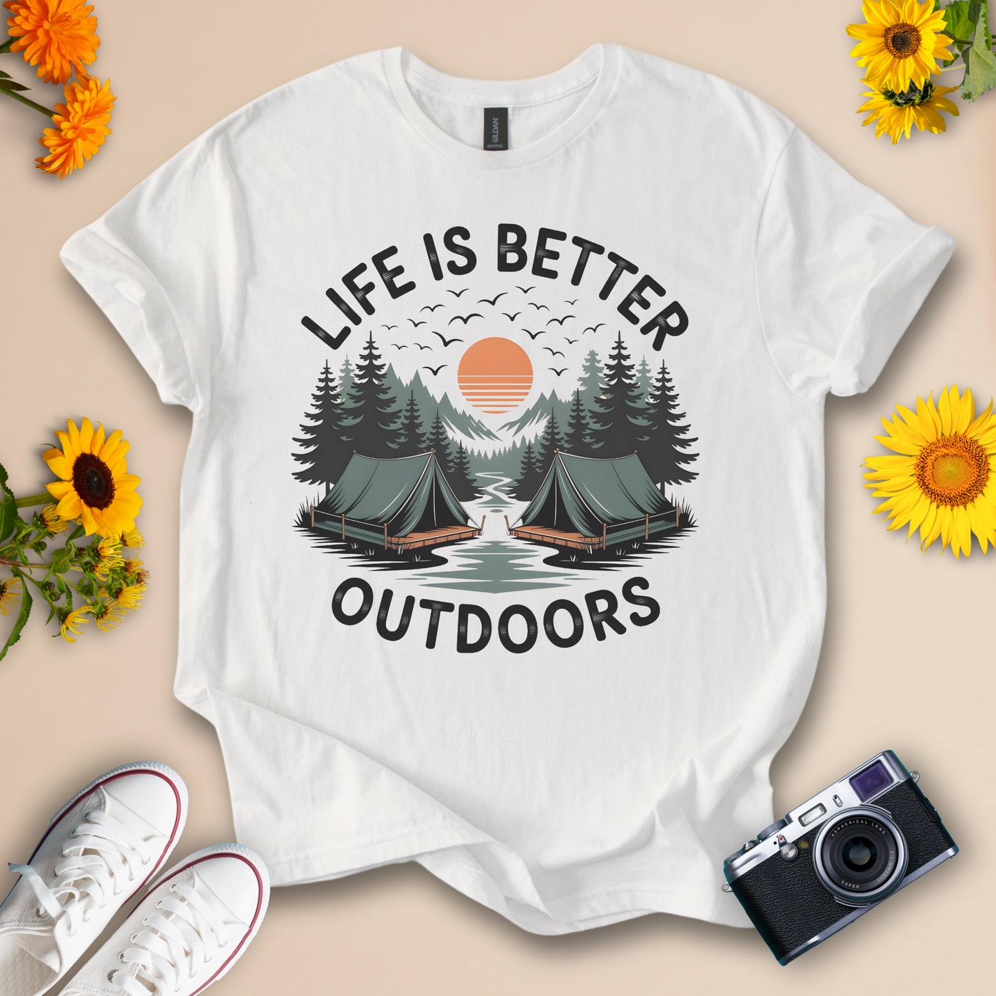 Campfire & Adventure T-Shirt – Nature Lover Hiking Tee