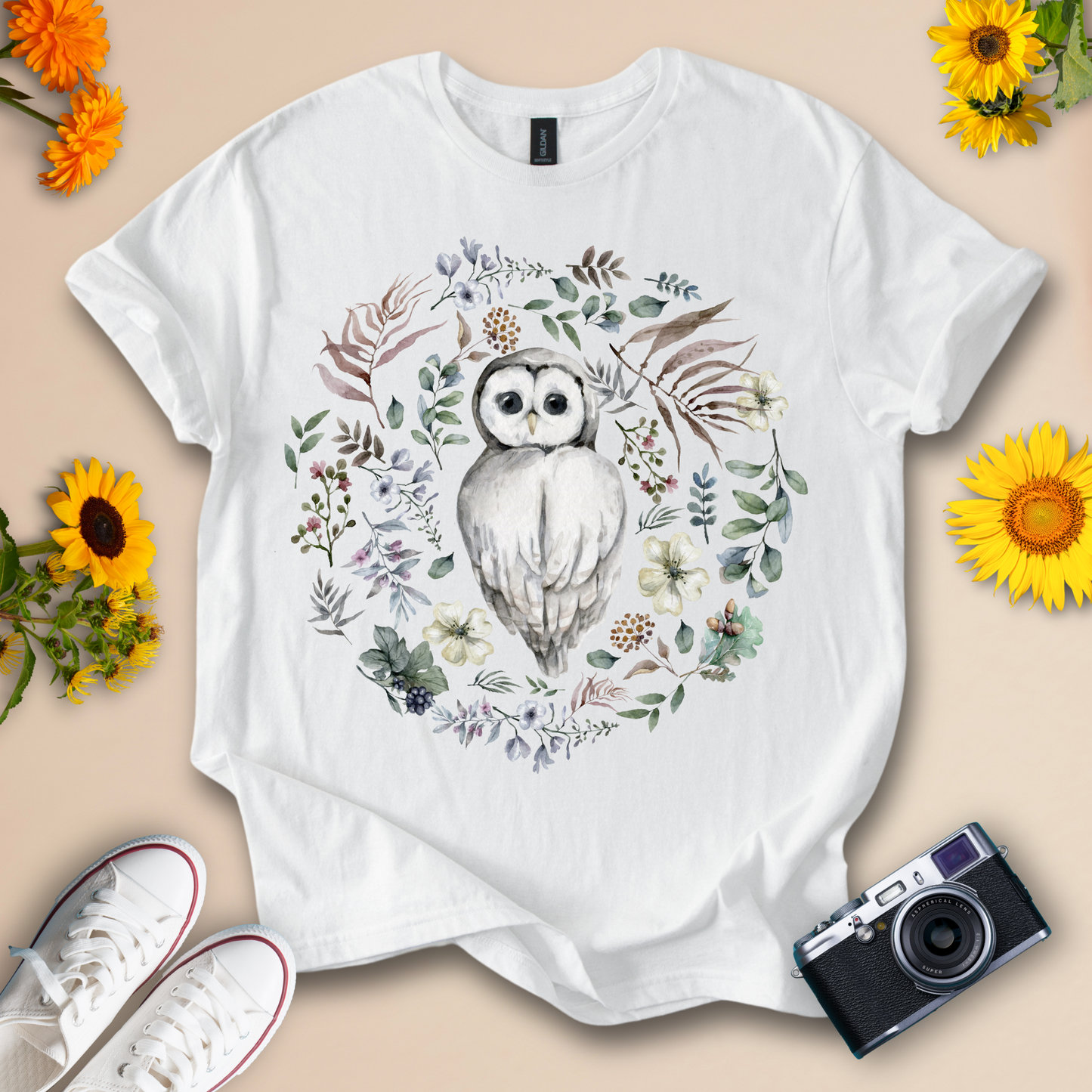 Floral Owl - Nature Inspired Tee for Animal Lovers