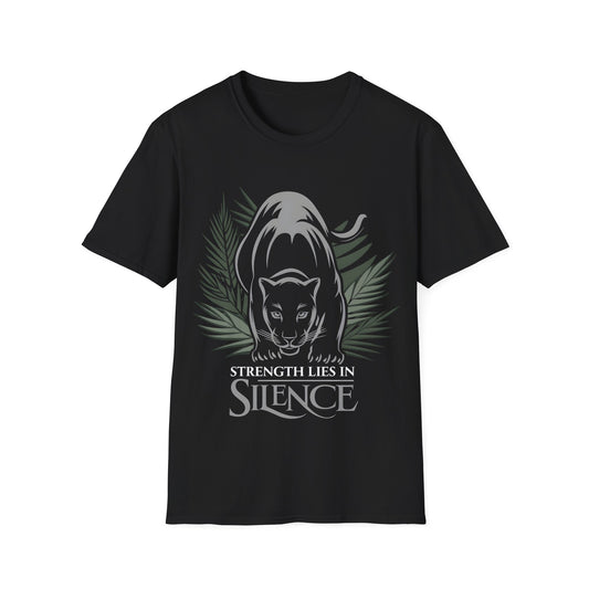 Strength Lies in Silence  - Inspirational Black Cat Tee