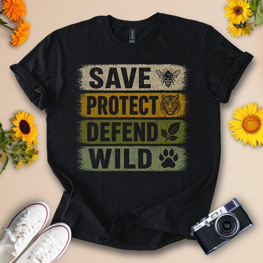 Save Protect Defend Wild 🐾 - Wildserve - Inspirational Wildlife Tees