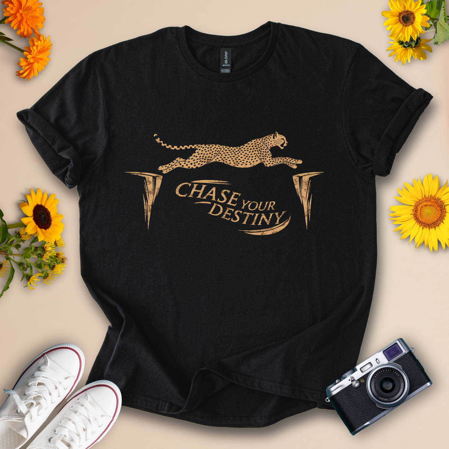 Chase Your Destiny Motivational Leopard Design Tee