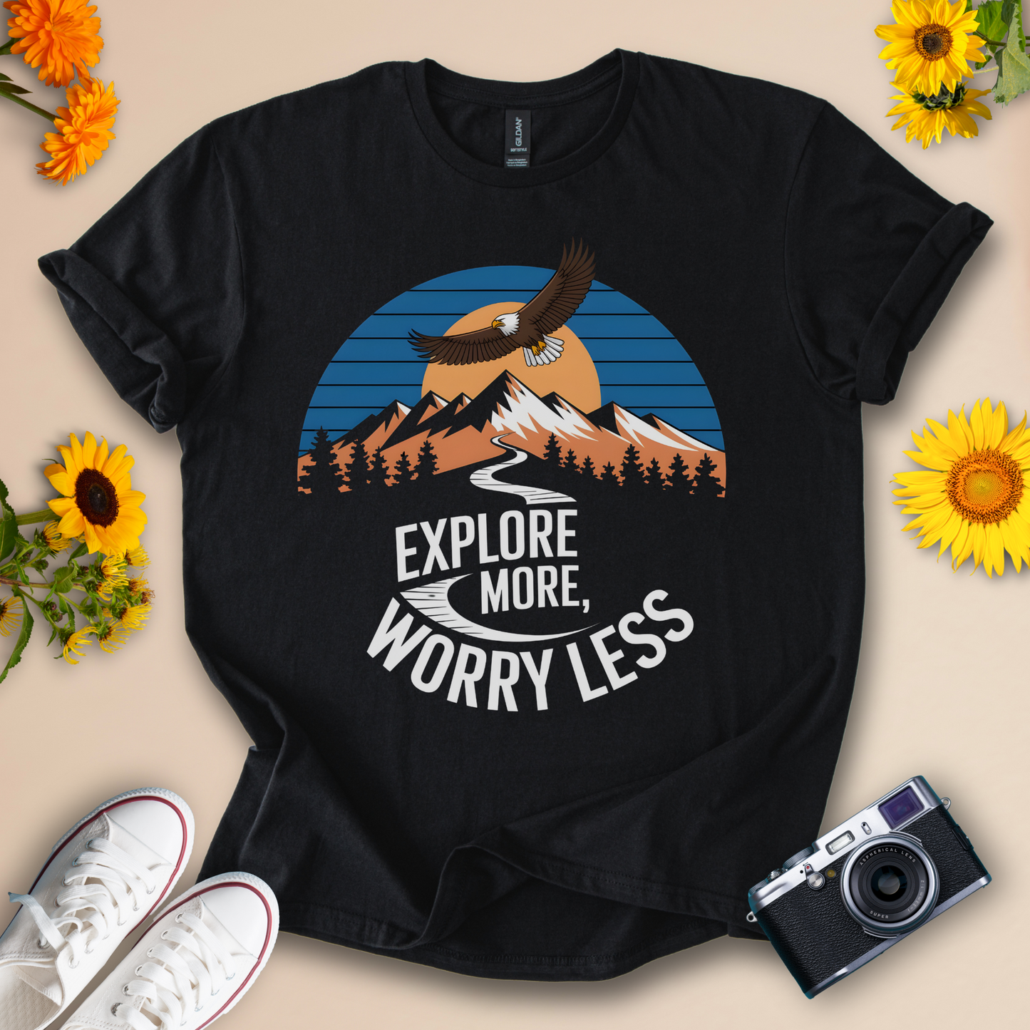 Explore More Worry Less - Adventure & Nature Vibes Tee