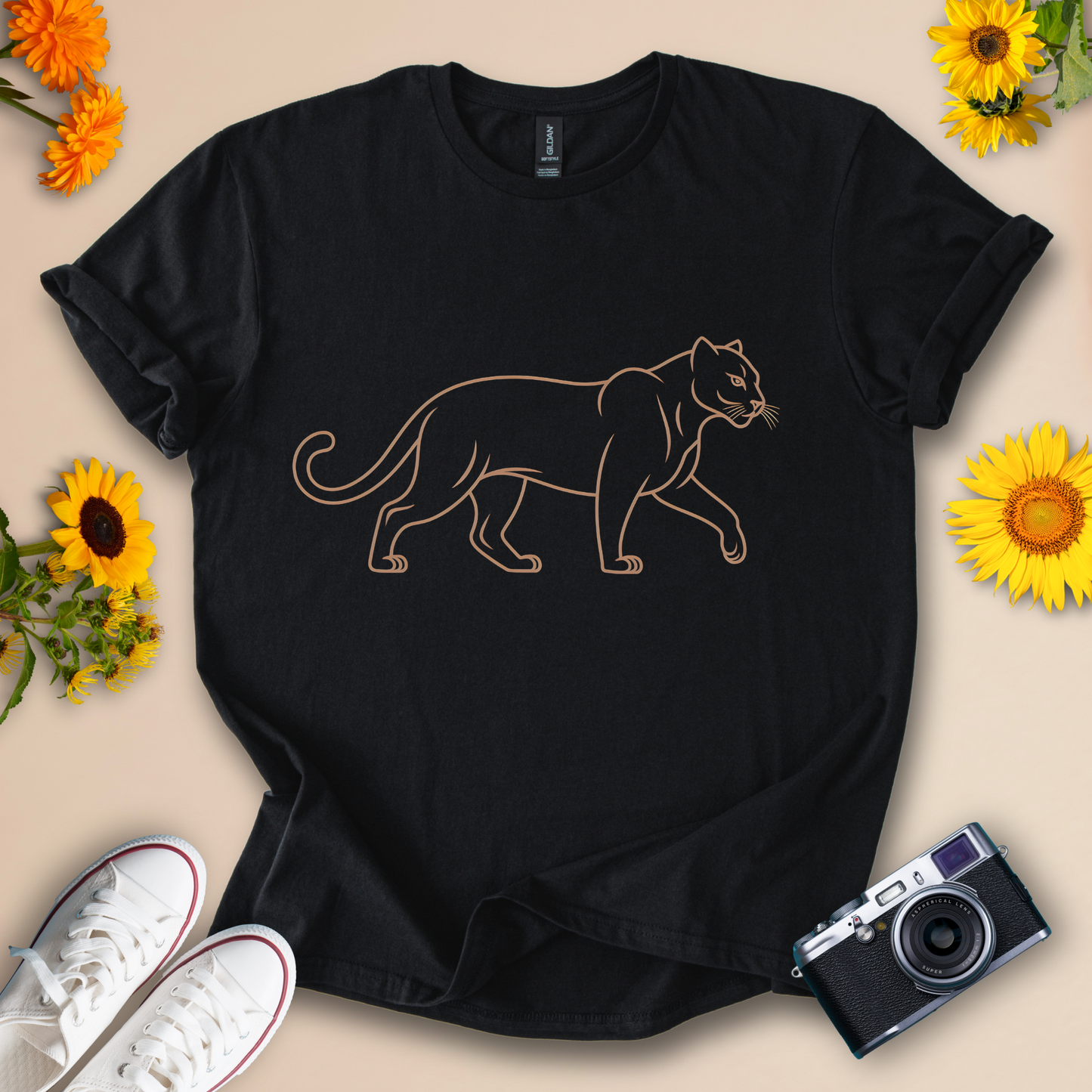 Elegant Panther Outline Graphic T-Shirt For Animal Lovers | Wildlife Conservation Tee - Wildserve - Inspirational Wildlife Tees