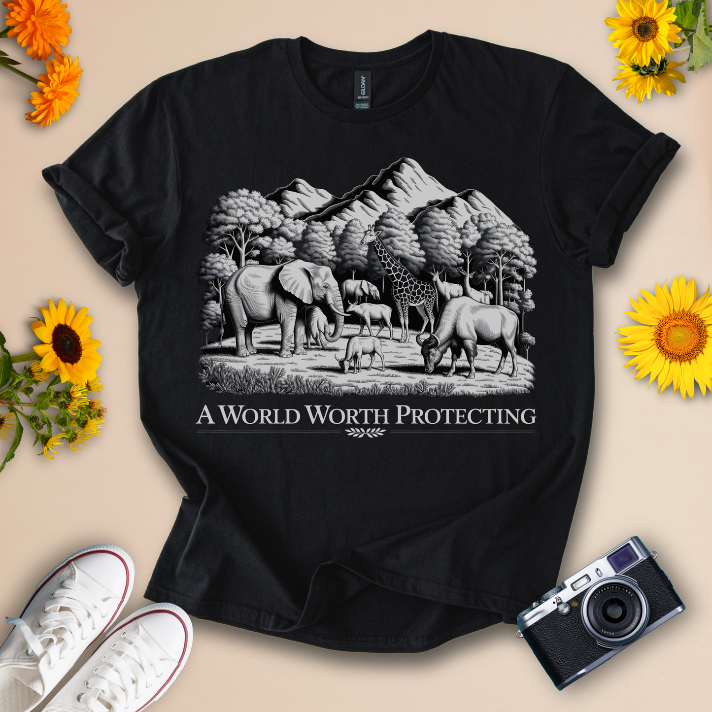 A World Worth Protecting - Elephant Graphic Design Tee
