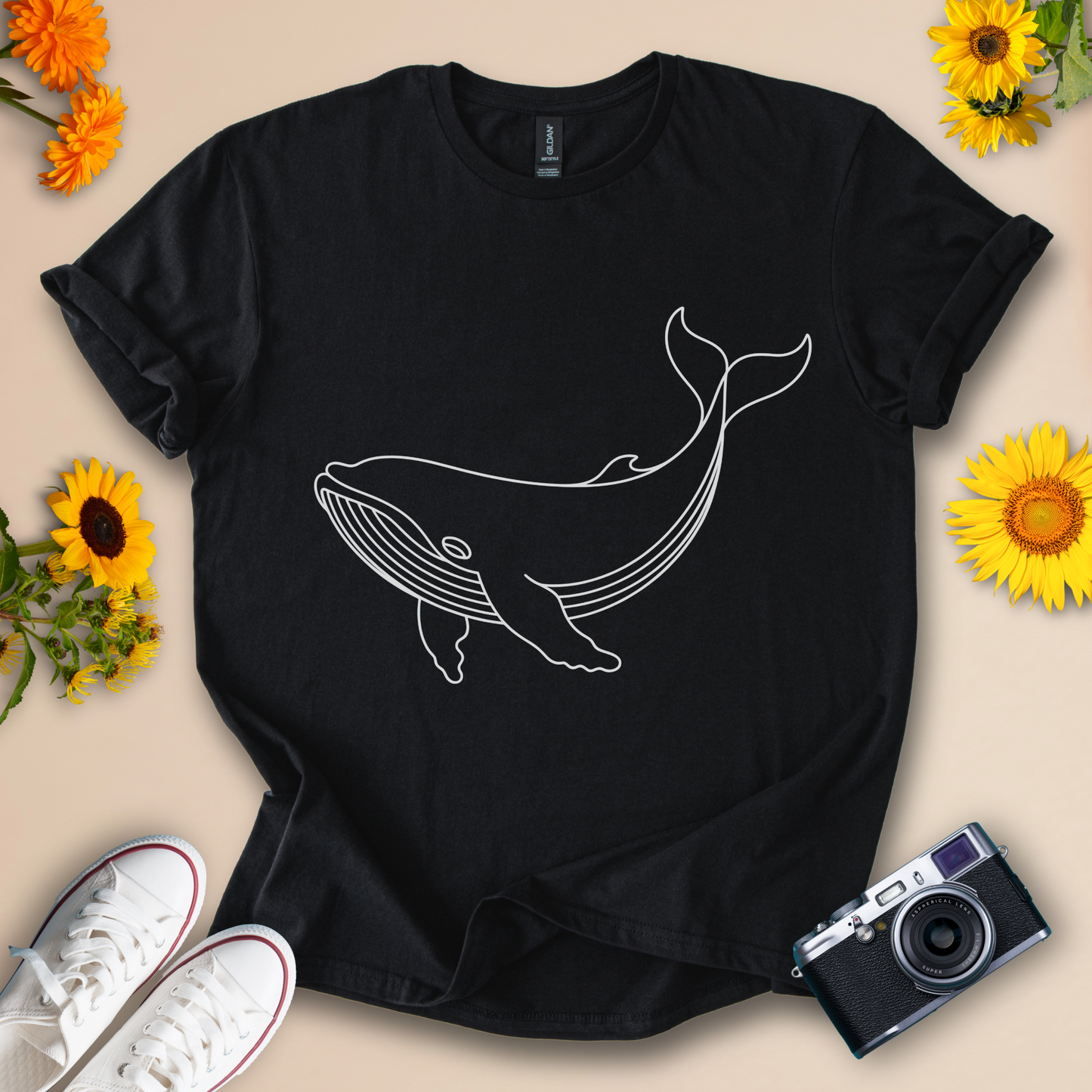 Whale Outline Tee - Marine Life Tee