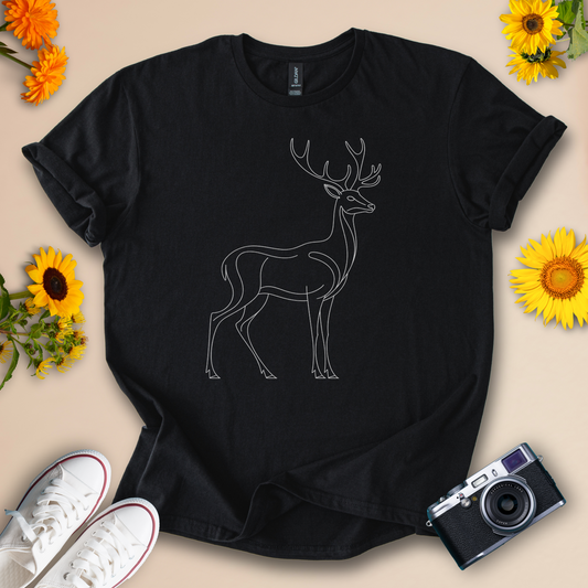 Minimalist Deer Lineart T-Shirt For Animal Lovers | Wildlife Conservation Tee - Wildserve - Inspirational Wildlife Tees
