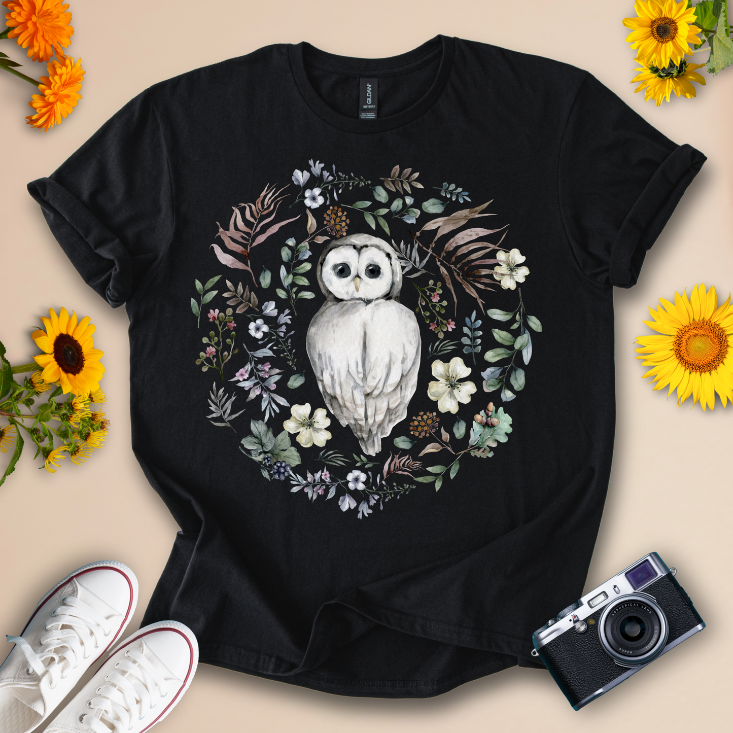 Floral Owl - Nature Inspired Tee for Animal Lovers