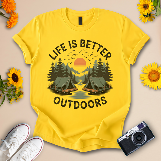 Campfire & Adventure T-Shirt – Nature Lover Hiking Tee