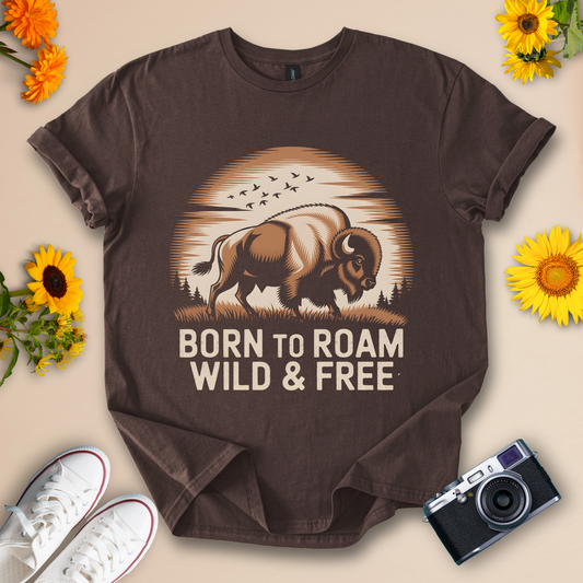Born to Roam Wild Buffalo Design Tee