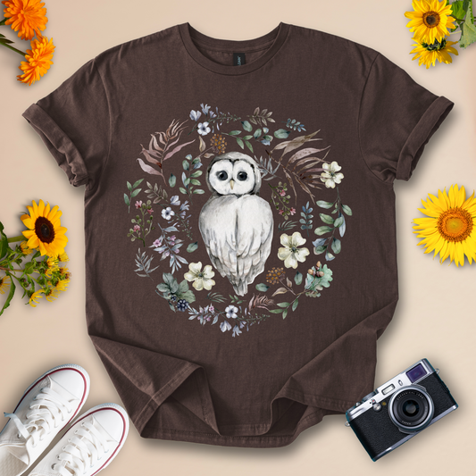 Floral Owl - Nature Inspired Tee for Animal Lovers