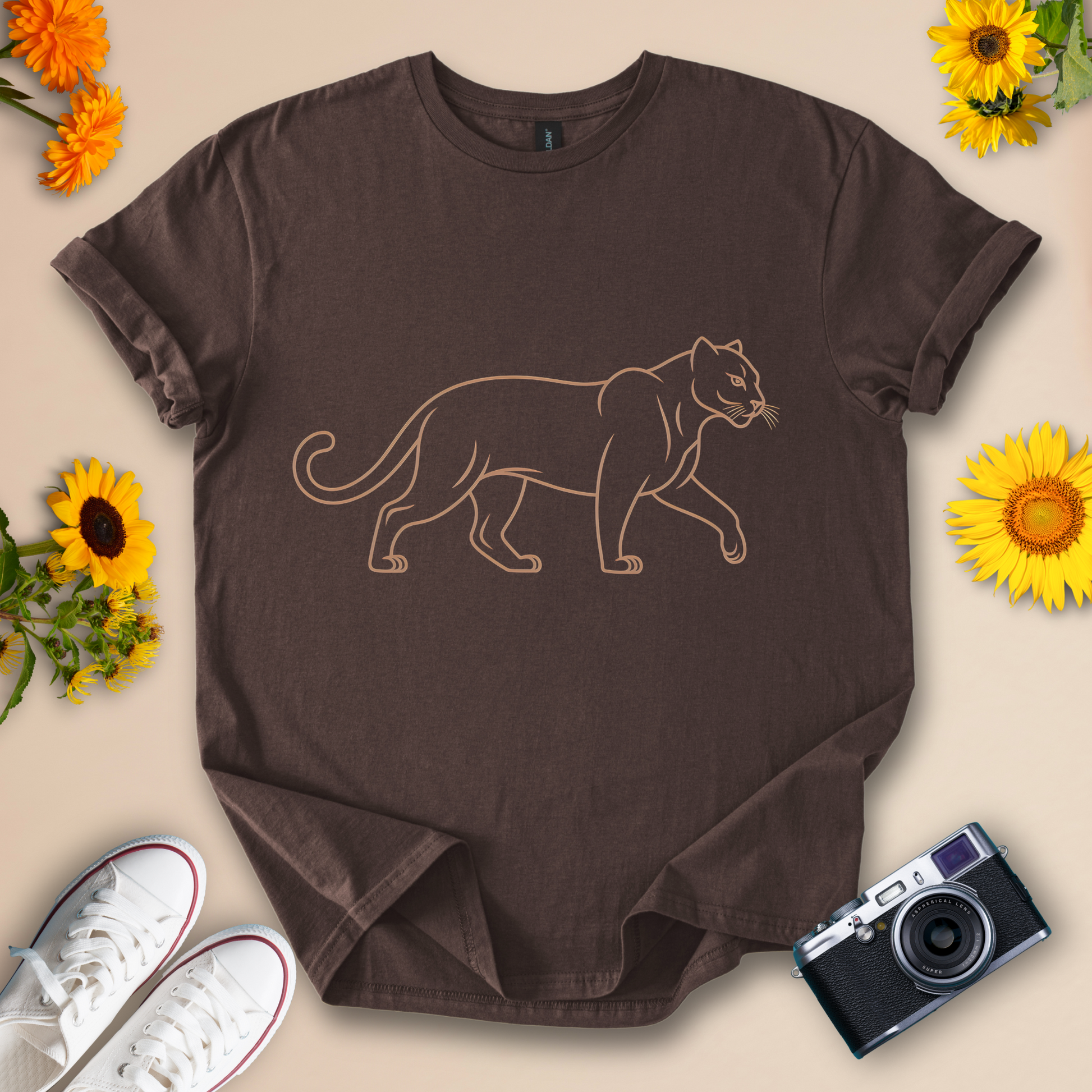 Elegant Panther Outline Graphic T-Shirt For Animal Lovers | Wildlife Conservation Tee - Wildserve - Inspirational Wildlife Tees