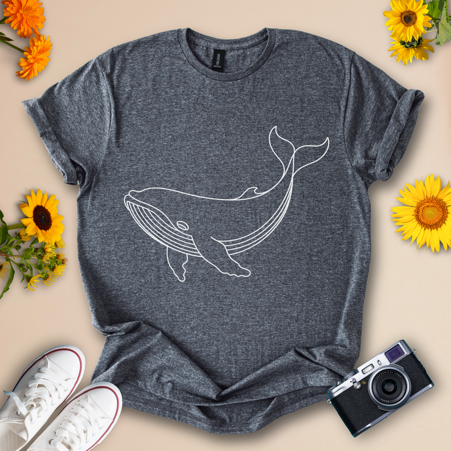Whale Outline Tee - Marine Life Tee