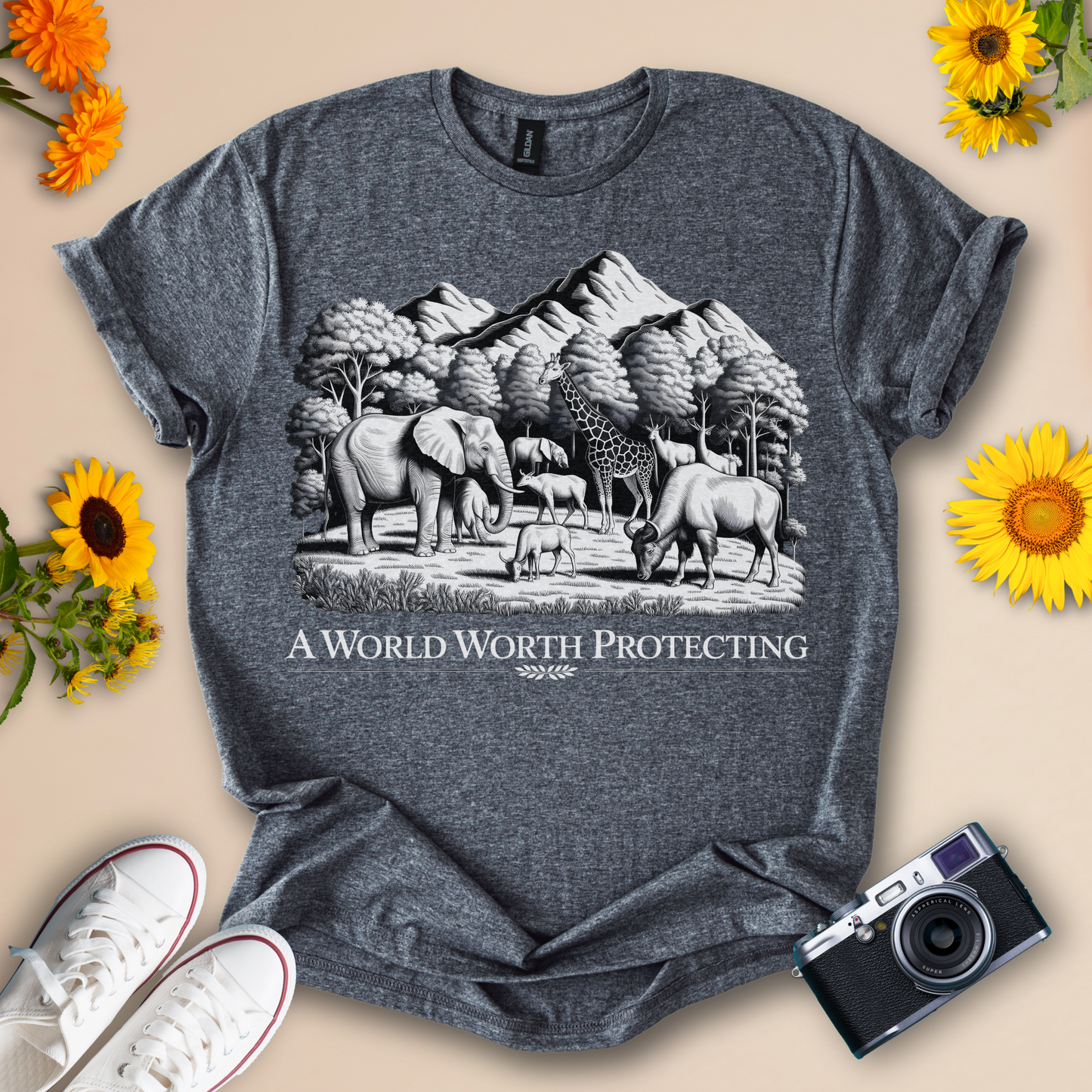 A World Worth Protecting - Elephant Graphic Design Tee