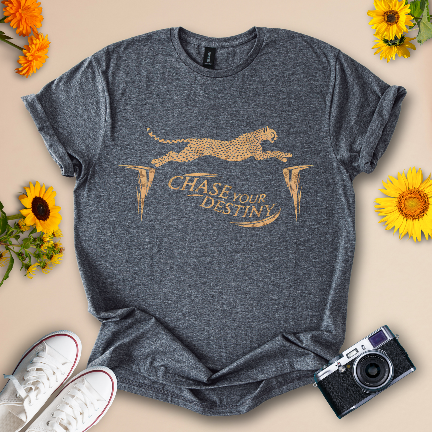 Chase Your Destiny Motivational Leopard Design Tee