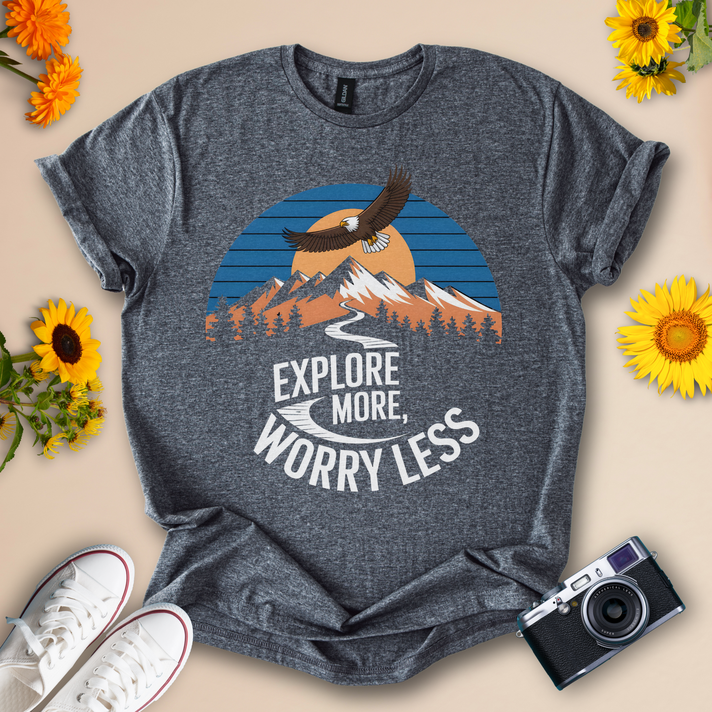 Explore More Worry Less - Adventure & Nature Vibes Tee