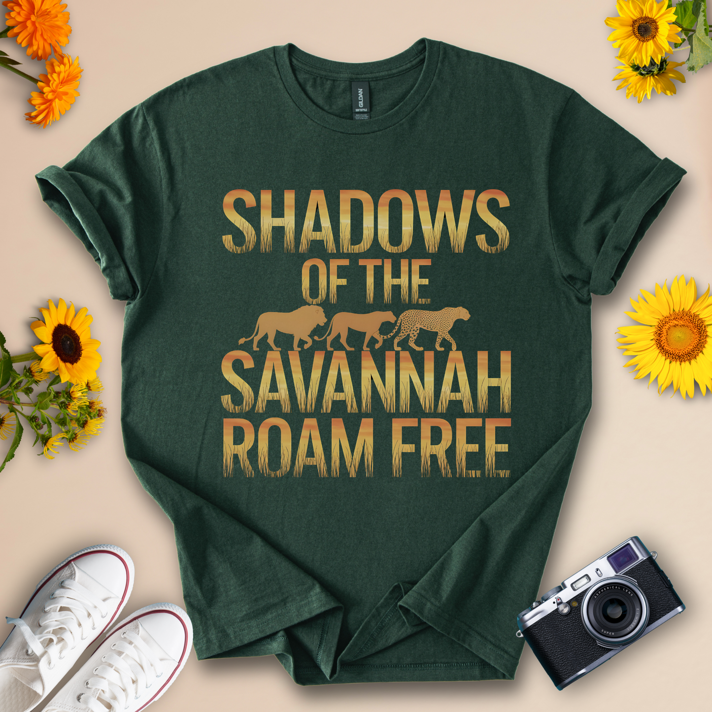 Shadows of the Savannah Roam Free - Nature-Inspired Tee