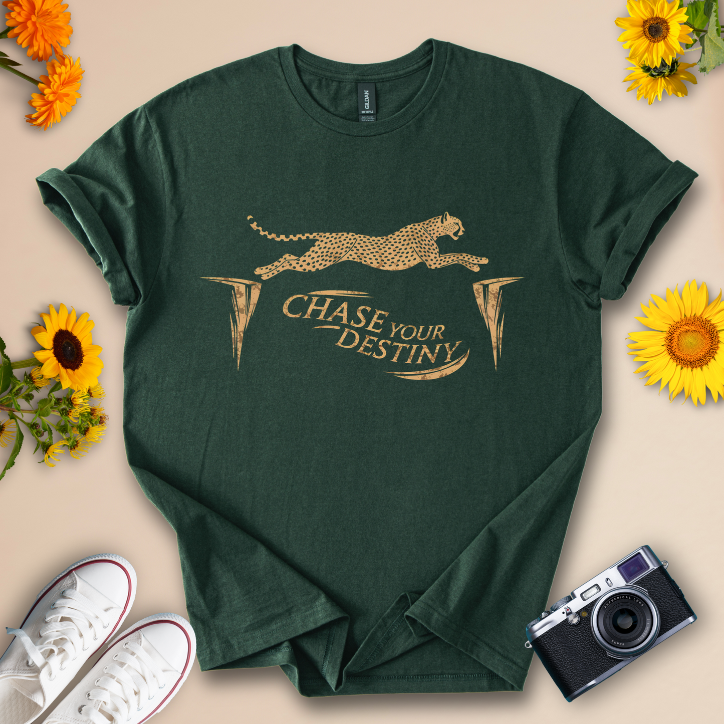 Chase Your Destiny Motivational Leopard Design Tee