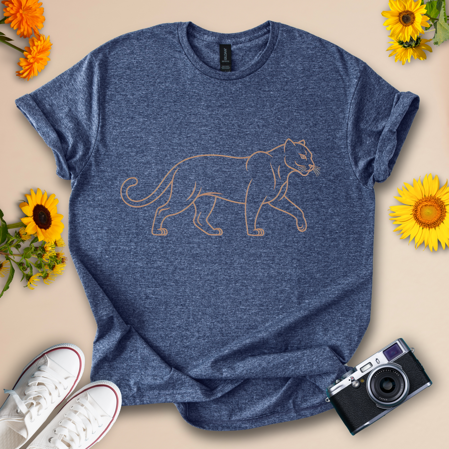 Elegant Panther Outline Graphic T-Shirt For Animal Lovers | Wildlife Conservation Tee - Wildserve - Inspirational Wildlife Tees