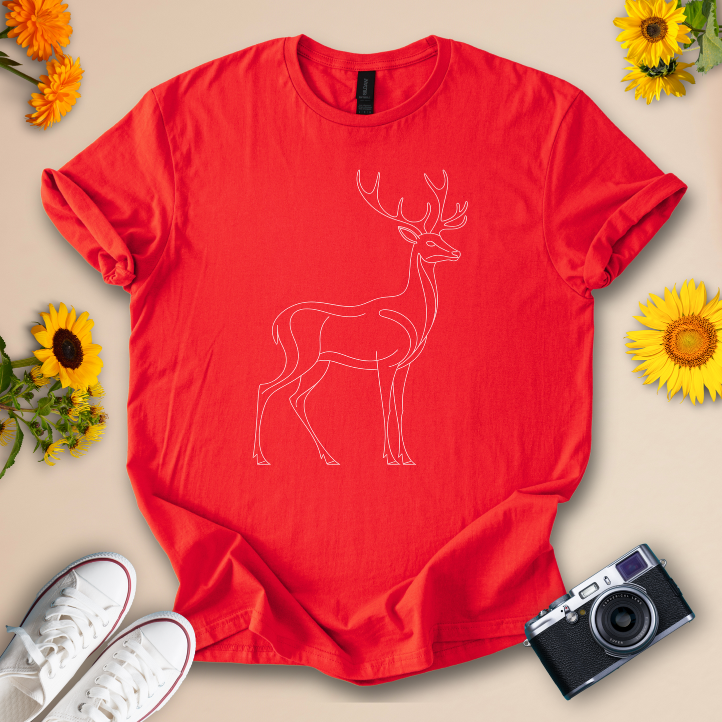 Minimalist Line Art Deer Tee