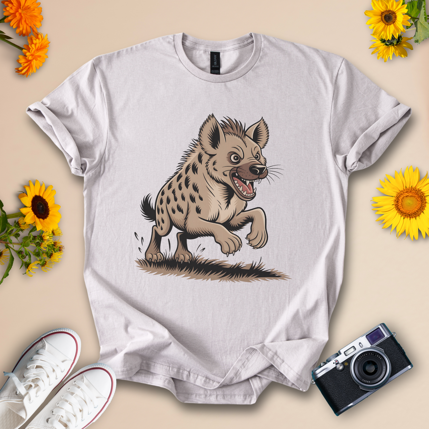 Funny Hyena Cartoon Tee – Wild Animal Character Graphic Shirt for Safari & Wildlife Fans