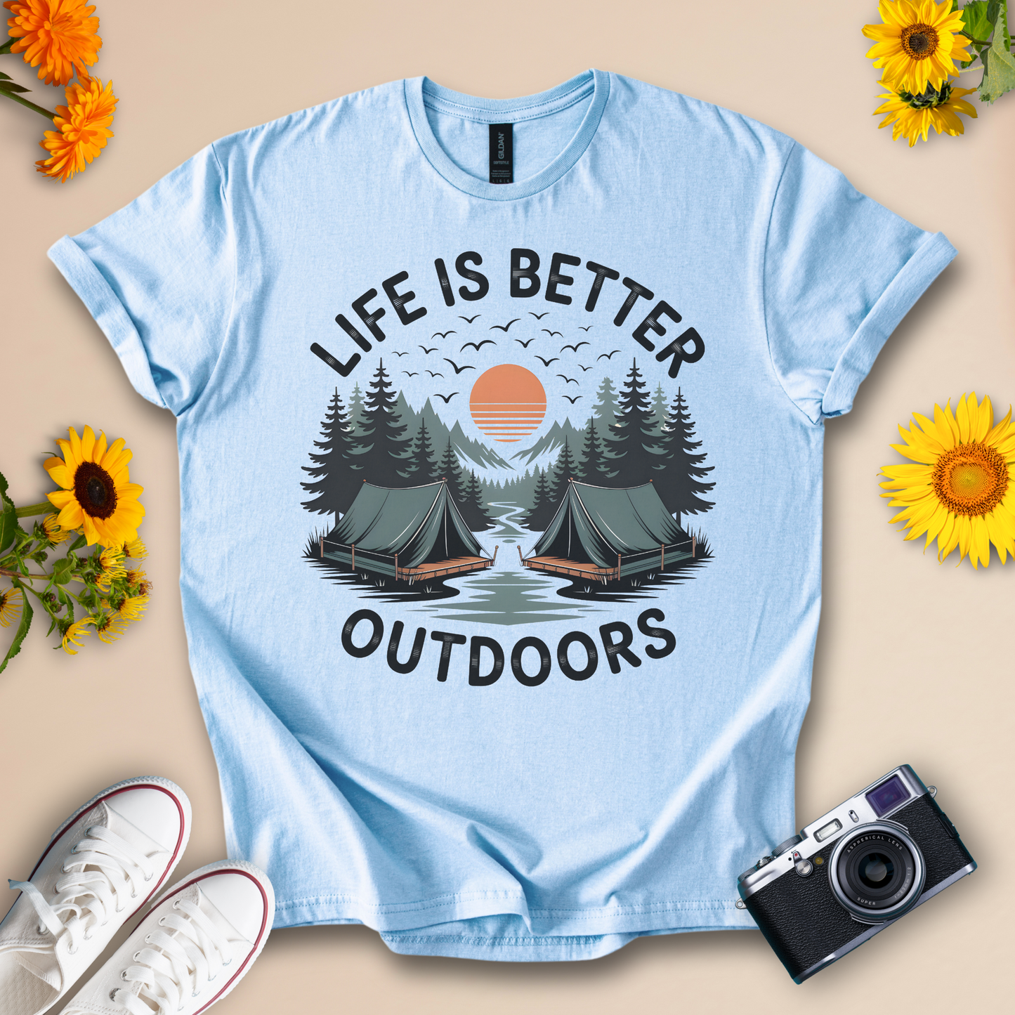Campfire & Adventure T-Shirt – Nature Lover Hiking Tee