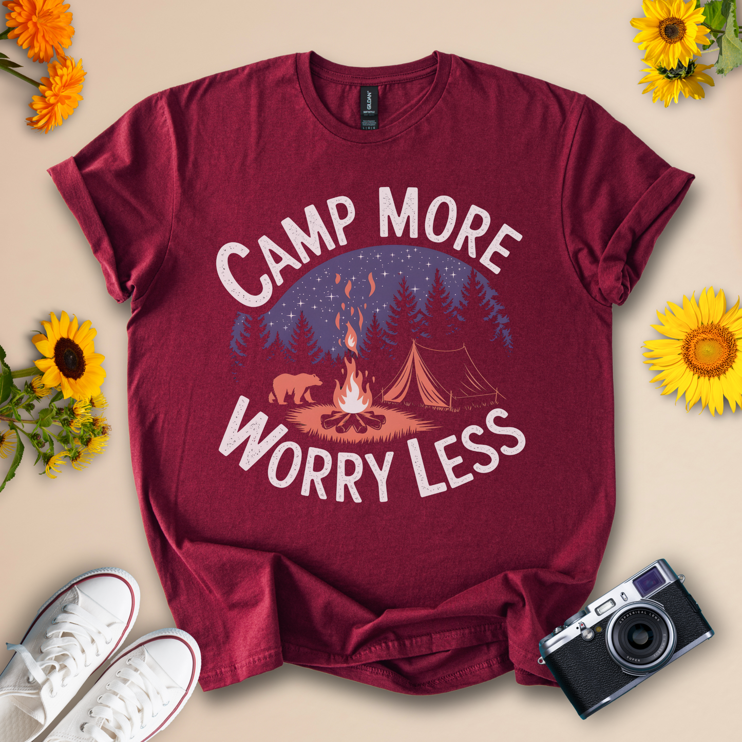 Camp More Worry Less - Camping Adventure Tee