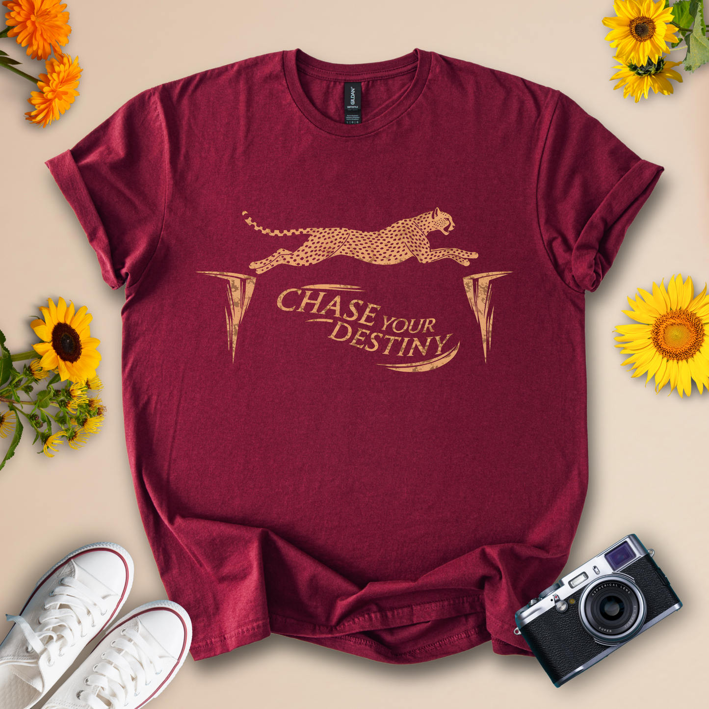 Chase Your Destiny Motivational Leopard Design Tee