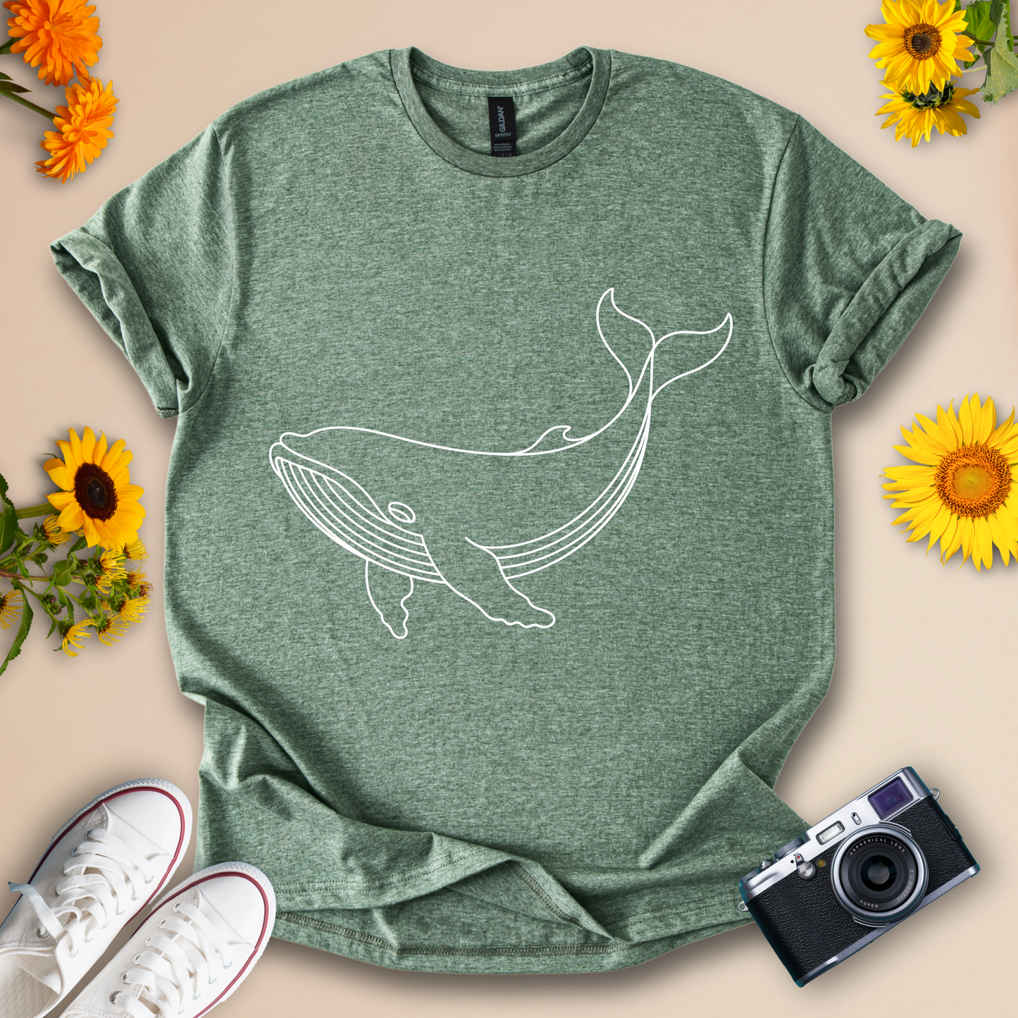 Whale Outline Tee - Marine Life Tee