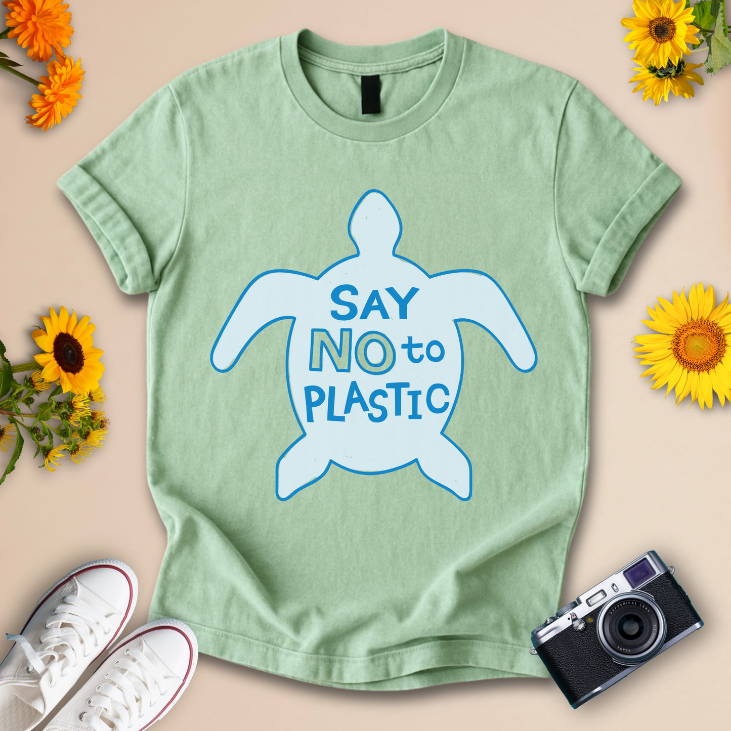 SAY NO to PLASTIC Eco-Friendly Turtle Graphic Tee