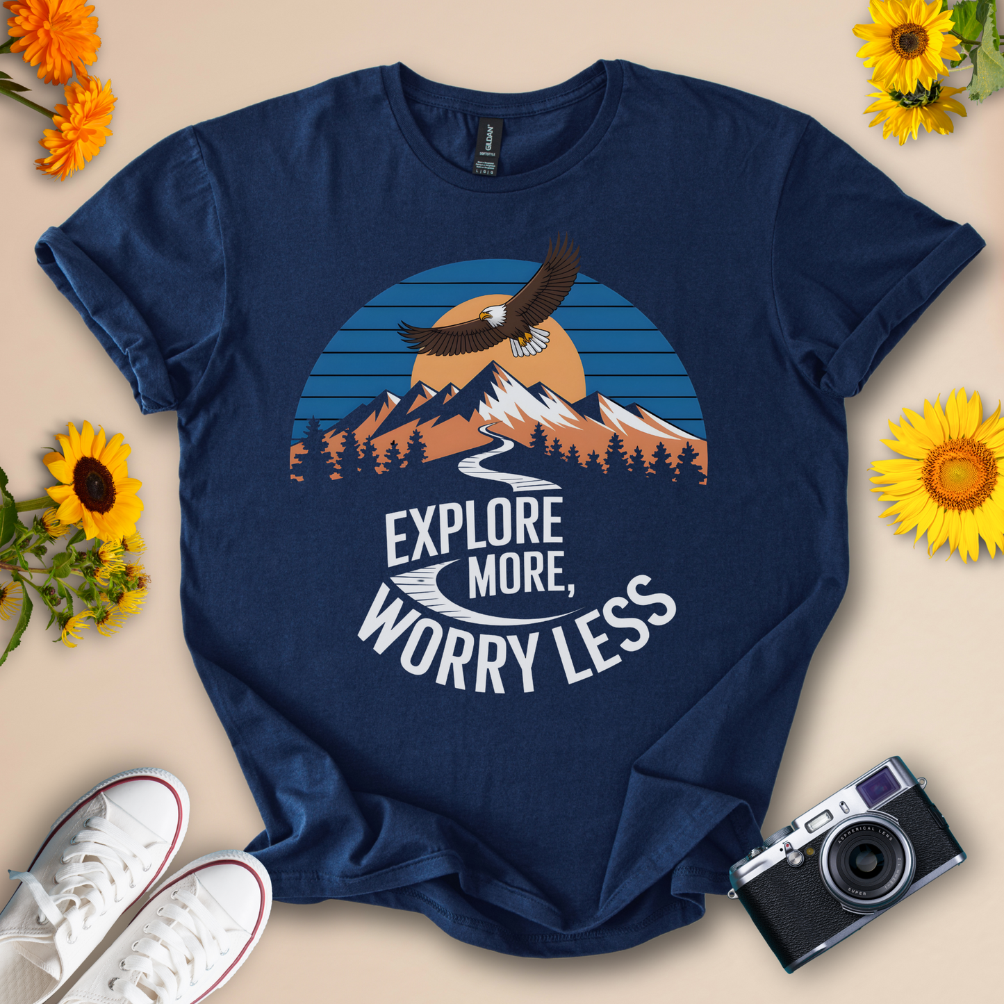 Explore More Worry Less - Adventure & Nature Vibes Tee