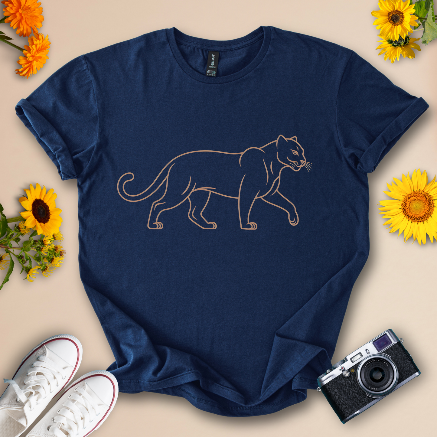 Elegant Panther Outline Graphic T-Shirt For Animal Lovers | Wildlife Conservation Tee - Wildserve - Inspirational Wildlife Tees